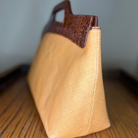 Nancy Gonzalez Linen Crocodile Leather Tote Handbag - Picture 3 of 11